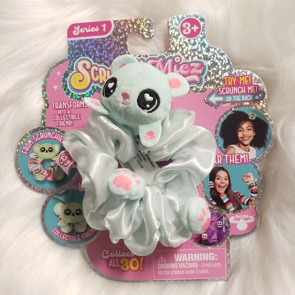 ScrunchMiez Ice Blue Cuzzy Bear Scrunchy Series 1